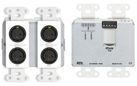Interface Dante murale bidirectionnelle Mic/Line 4 x 2 - RDL DD-RN40