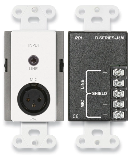Plaque blanche d entrées Micro XLR F et ligne  Mini Jack symétriques