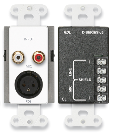 Plaque blanche d'entrée Micro XLR F et ligne RCA