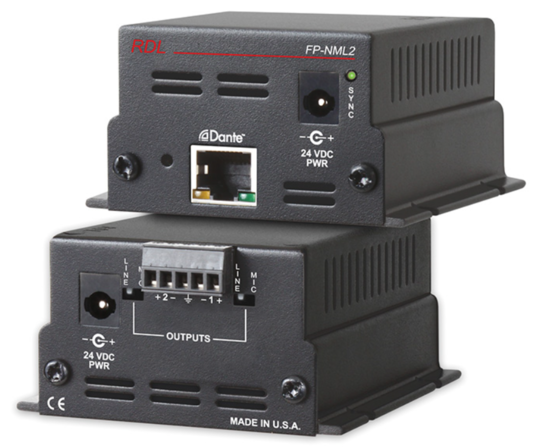 Interface réseau Dante vers 2 canaux micro ou ligne - RDL FP-NML2