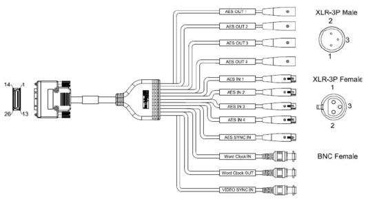 Cable pour carte Lola881&16161 1-4/s Digigram