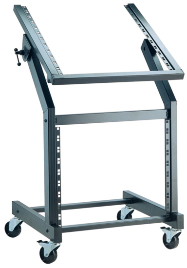 42020 - Présentoir K&M rack 19Px 8U noir - inclinable sur roulettes
