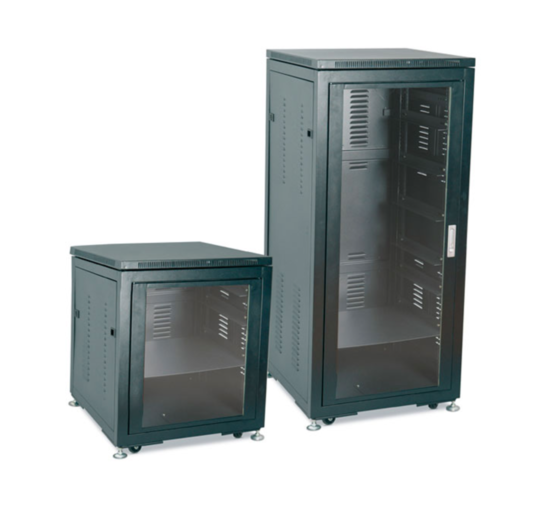 Baie d'installation, 19 pouces / 16U, porte, roulettes, prof. 430mm