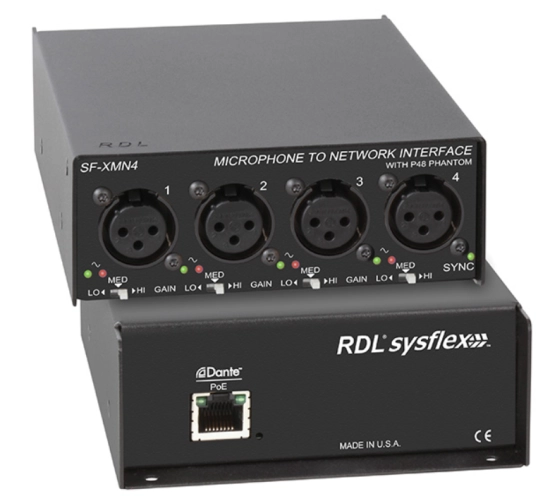 Quadruple préampli micro -> 4 canaux DANTE - RDL SF-XMN4
