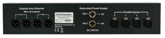 Driver rackable actif 4xIn XLR/2x2 Link, Alim redondée, AudioPress