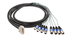 Câble éclaté 4 M. - Sub-D25-M vers 4 XLR-F + 4 XLR-M - RTW 