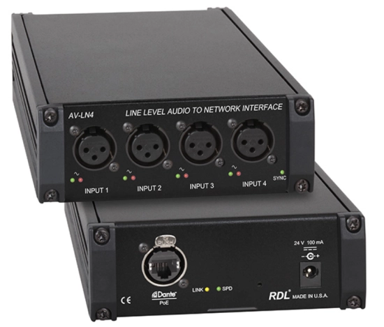 Convertisseur de 4 lignes analogiques XLR F vers 4 canaux Dante 