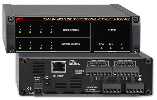 Interface bidirect. réseau Dante-audio niv. ligne - RDL RU-MLB4