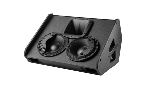 Retour scène Bi-amp. 1200W RMS, DSP, HP 2x20cm + HF 1,5 p. 50Hx40/30V