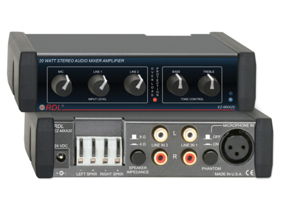 Amplificateur-Mélangeur Audio stereo 20 W - RDL EZ-MXA20X